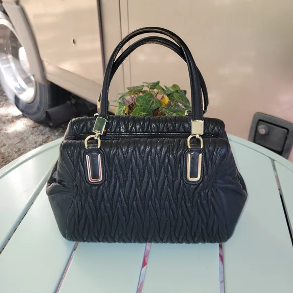 Coach Black Quilted Satchel with Gold-Tone Hardware - Picture 1 of 10